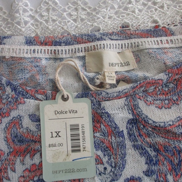NWT - DEPT 222 knit top - sz 1X - MSRP $52.00 - Picture 2 of 3